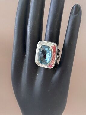 Brighton Silver Aquamarine Crystal Ring. Size 7
